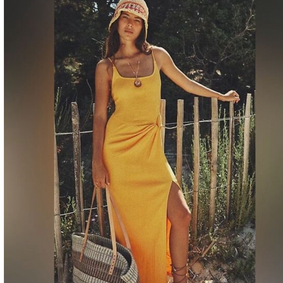 Free People Black Maxi Slip Dress with Side Slit - Picture 10 of 10